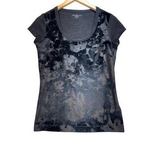 Calvin Klein Jeans Velour T-Shirt Womens Small Black Burnout